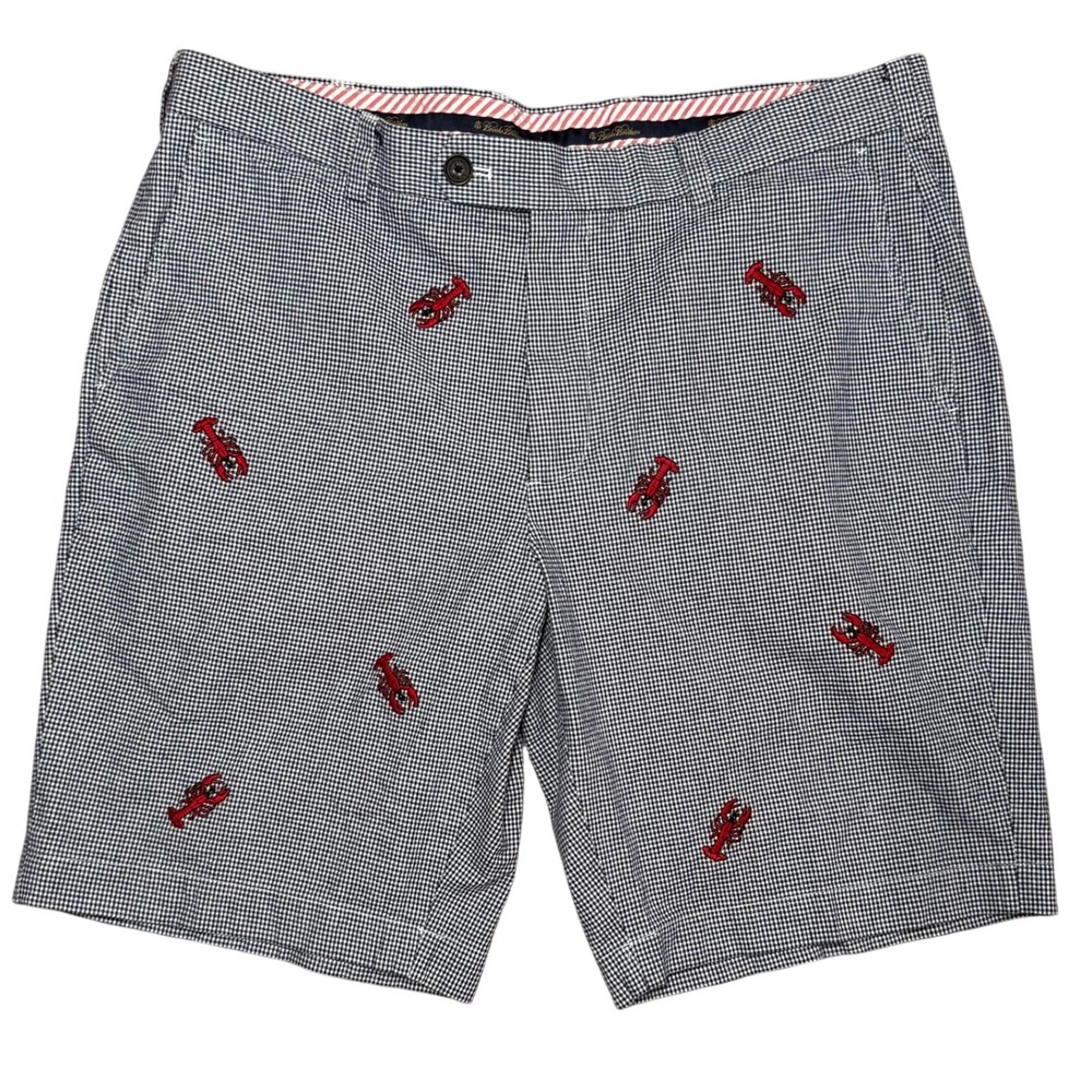 Brooks Brothers Lobster‎ Embroidered Shorts Navy Gingham Pattern Casual